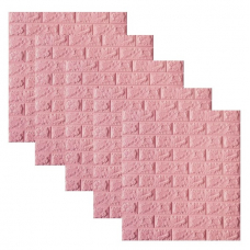 Set 5 x Tapet adeziv caramida roz, 77 x 70 cm, spuma moale 3D